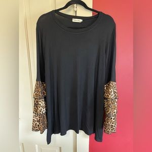 Southern Stitch Leopard bell sleeve top